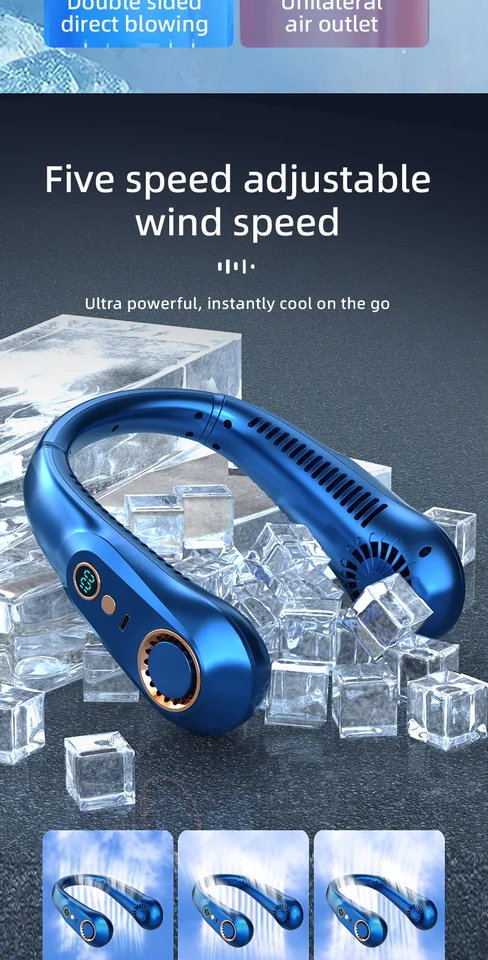 Portable Wearable Neck Fan – 5 Speed
