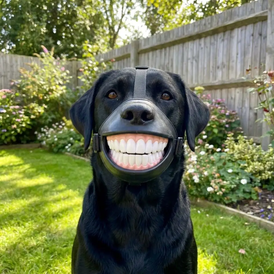 Funny Dog Muzzle with Human Teeth